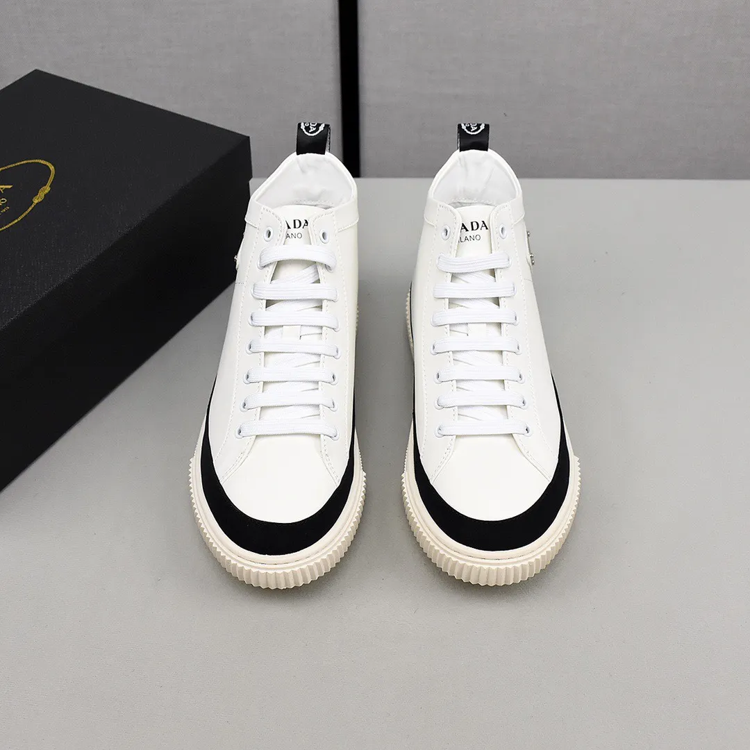 PRADA [Prada] high-top sports and casual shoes. Men's shoes 💰440💰. The upper is made of cowhide, sheepskin lining, rubber outsole, comfortable on the feet, men's size 38-44, choose according to your usual wearing size.